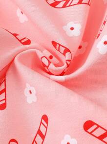 Baby Mädchen Weihnachten Zuckerstangen Muster rosa Lässig 2-Teile Set, Weihnachtsserie, geeignet für Weihnachten drinnen und Outdoor