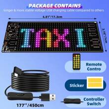 LED Car Sign, Programmable LED Matrix Panel FPCB USB 5V Flexible Screen Display Scrolling Sign APP Control Decoration Lights For Cars, Shop, Bar, Party Festival - USB Plug In - View 3