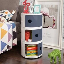 LIVINGANDHOME Living And Home Cylindrical Multi-Tiered Plastic Storage Drawer Unit - 彩色 - 查看 1