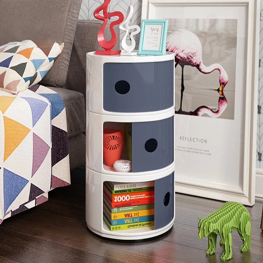 LIVINGANDHOME Living And Home Cylindrical Multi-Tiered Plastic Storage Drawer Unit - 彩色 - 查看 1