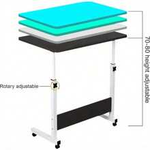 Height Adjustable Mobile Table 80 * 40 Cm -(70-90) Cm Standing Height Adjustable Laptop Desk Standing Portable Side Table Bed Table Sofa Table (Black) - Black - View 5