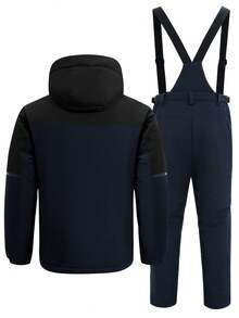 2pcs Sports & Outdoor Boyfriend Style Men Sports Suit Set, Professional Sports & Recreation Clothing, Ski Clothing Set Jacket And Pants HX503-1 - 藏蓝色 - 查看 9