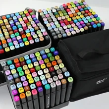 Set de 168/120/80/60/48/36/24 marcadores de punta doble, punta de pincel, para papelería, en variedad de colores, con organizador. Marcadores de agua de punta doble y pincel para dibujar, colorear, acuarelas, caligrafía y cómics. Marcadores de punta de pincel para niños y adultos. Set de marcadores premium de alta calidad, acrílicos permanentes, en estuche, para regresar a la escuela