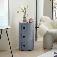 LIVINGANDHOME Living And Home Cylindrical Multi-Tiered Plastic Storage Drawer Unit - Grey - View 2