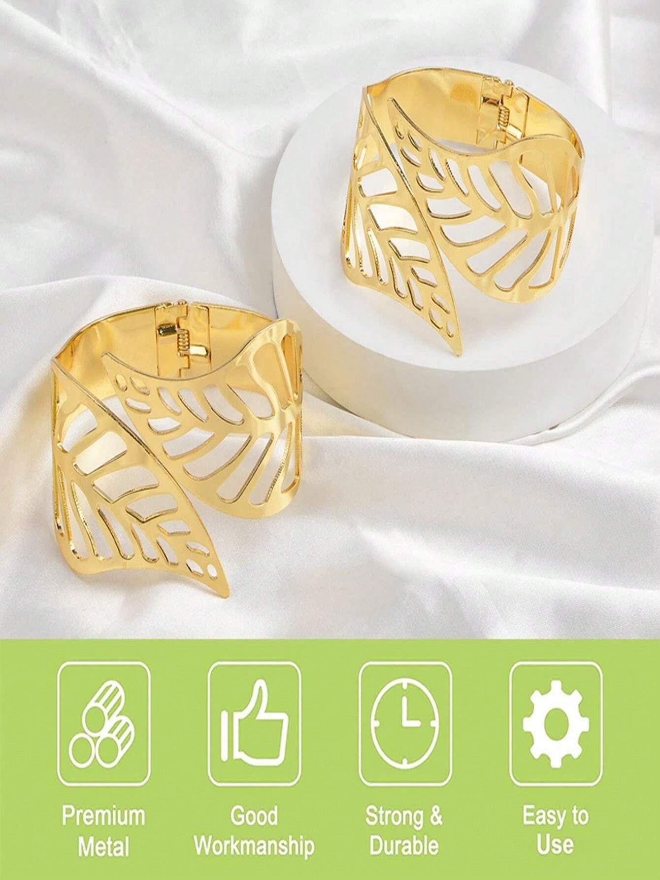 2pcs Luxury Hollow Metallic Tree Leaf Shaped Curtain Tie Backs