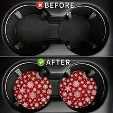 2 件圣诞树/雪花吸水杯垫，时尚耐用速干汽车杯垫