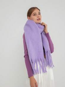 1pc Women's Solid Color Casual Polyester(Terylene) Scarf, Suitable For Outdoor, Daily Commute, Autumn & Winter - Beige - View 24