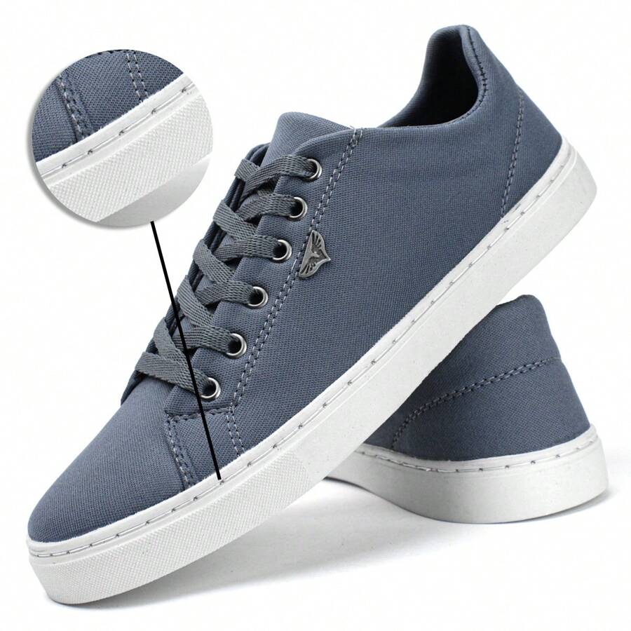 Men's Basic Sneakers Slim Cheap Casual Shoes Flat Sole Low Top Comfortable Ready For Delivery - Gris Oscuro - Ver 1