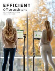 Tablet Floor Stand, 69" Height Adjustable 360-Degree Rotatable Tablet Holder, Arm Stretchable Stand, Overhead Bed Phone Mount(4"~12.9'') - 黑色 - 查看 8