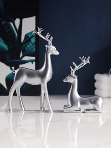 金色鹿树脂摆件 2 件 房间装饰 圣诞装饰品 卧室装饰 最佳礼物 - 金色 - 查看 10