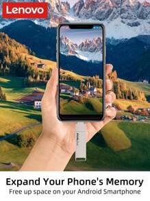 Lenovo 32GB Type C Flash Drive 2 In 1 OTG USB 3.2 + USB C Memory Stick With Keychain Dual Thumb Photo Stick Jump Drive Compatible With Android Smartphone, Computers, Apple Laptop, Tablets, PC - Silver - View 3