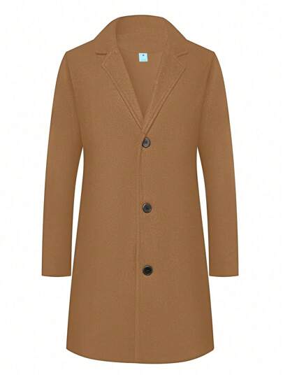 Abrigo de lana de estilo retro para hombres, diseño minimalista de unicolor, cierre con botones delanteros, bolsillos en diagonal, adecuado para uso casual, vacaciones y viajes, versátil para otoño/invierno