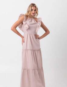 Long Beige Roman Tricoline Dress In Pequiá - 米色 - 查看 2