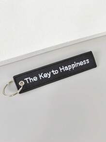 XIANG YU 1/5 pezzi Portachiavi ricamato doppia faccia - 3x13cm, con frasi brevi personalizzate, parole e marcatori di identità unici