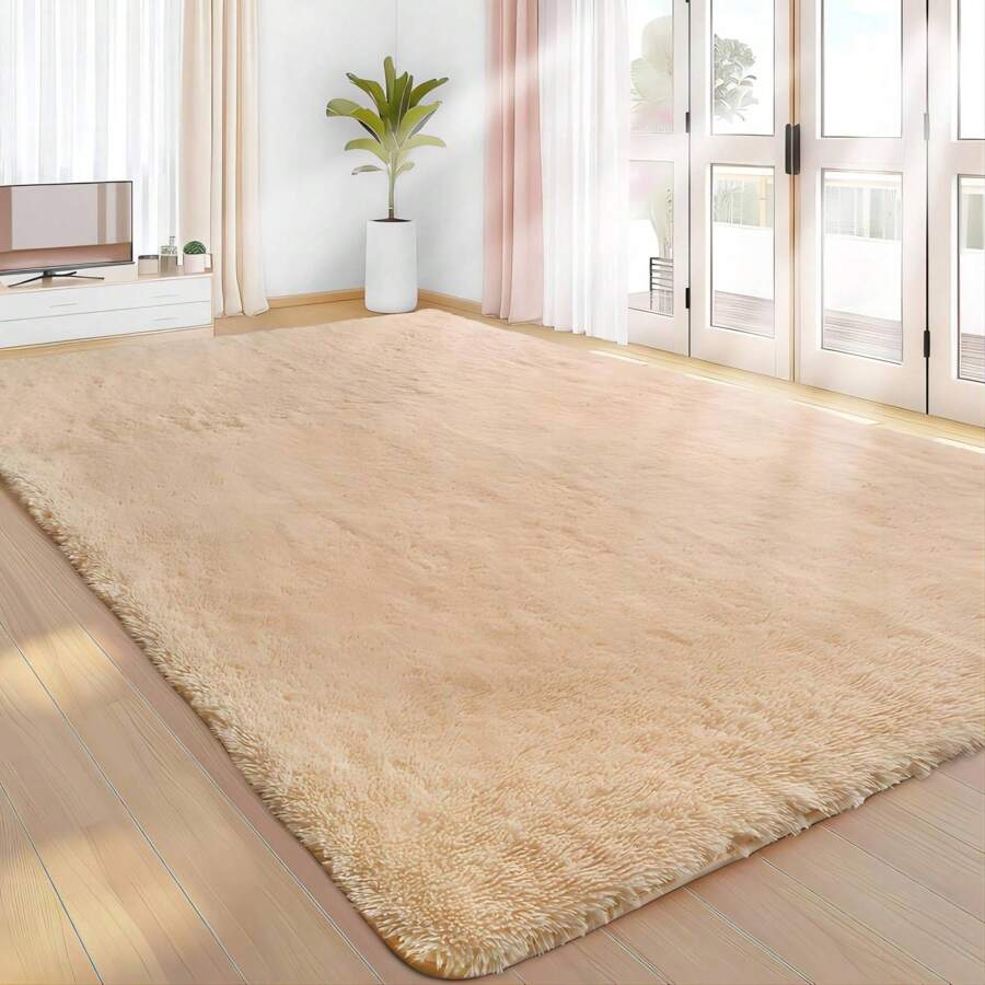 Treeboy Fluffy Area Rug Thick & Shaggy Carpet For Living Room & Bedroom Floor, Home Decor Anti-Slip Soft Carpet Floor Mat