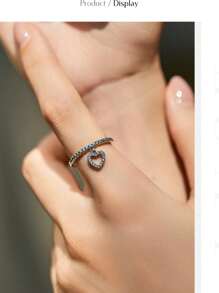 MODIAN 925 Sterling Silver Vintage Heart Swing Pendant Rings Exquisite Zirconia Finger Rings For Women Party Fine Jewelry Valentines