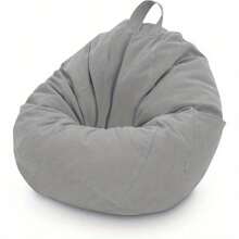 Bean Bag Chair Cover 90x110cm Storage Soft Toy No Filling Lazy Sofa Beanbag Stuffed Animal Chair Cover For Adult Kid Storage Stuffed Animal Soft Toy (Grey) - Gray - View 2