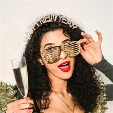 1pc Sparkly Rhinestone Headband - Women & Girls New Year Party Hair Accessory, Available In Gold, Silver, Colorful - HAPPY NEW YEAR Hair Hoop - Multicolor - View 6