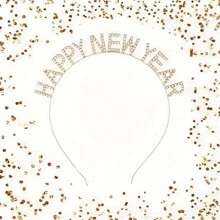 1pc Sparkly Rhinestone Headband - Women & Girls New Year Party Hair Accessory, Available In Gold, Silver, Colorful - HAPPY NEW YEAR Hair Hoop - Multicolor - View 7