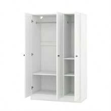 3-Door Shutter Wardrobe With Shelves, White