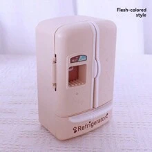 1:12 比例微型冰箱玩具，可爱仿真粉色双门冰箱装饰配件适用于 DIY 娃娃屋厨房玩具套装