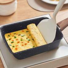 Chảo luộc trứng Tamago kiểu Nhật chống dính có tay cầm bằng gỗ, luộc hải sản - Tay cầm vân gỗ - Xem 7