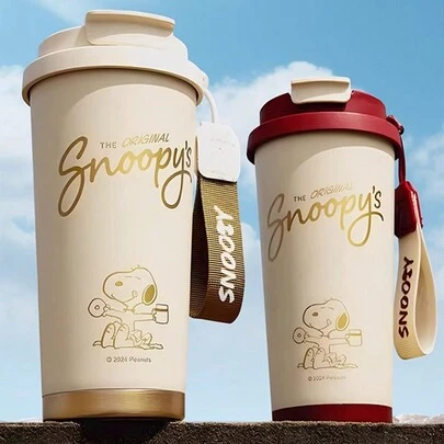 SNOOPY 1 pieza Termo de acero inoxidable con tema, botella de agua portátil para exteriores, vaso deportivo reutilizable, unisex