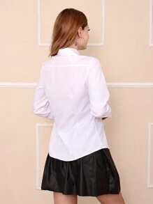 Long Sleeve Dress Shirt By Lisa Women's Fashion Blogger - 白色 - 查看 3