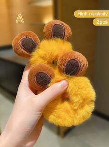 2/4 piezas Scrunchies de pelo de peluche con personajes de dibujos animados para niñas - Multicolor - Ver 24