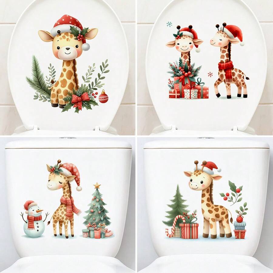 创意圣诞卡通厕所装饰墙贴，防水可移除浴室墙贴 - 多色 - 查看 1