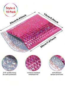 Finego 10 件金属气泡信封、聚乙烯填充信封、防水自封粘性运输袋、铝箔闪光魅力运输信封、全息缓冲信封，用于邮寄、包装、小型企业、圣诞礼品袋、圣诞节 - 彩色 - 查看 13