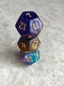 12pcs/Set Double-Color Starry Symbol Dice, 12-Sided Constellation Dice, 12-Sided Lucky Star System Dice, 3pcs (Random Style) - Multicolor - View 2