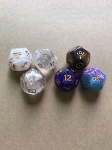 12pcs/Set Double-Color Starry Symbol Dice, 12-Sided Constellation Dice, 12-Sided Lucky Star System Dice, 3pcs (Random Style) - Multicolor - View 1