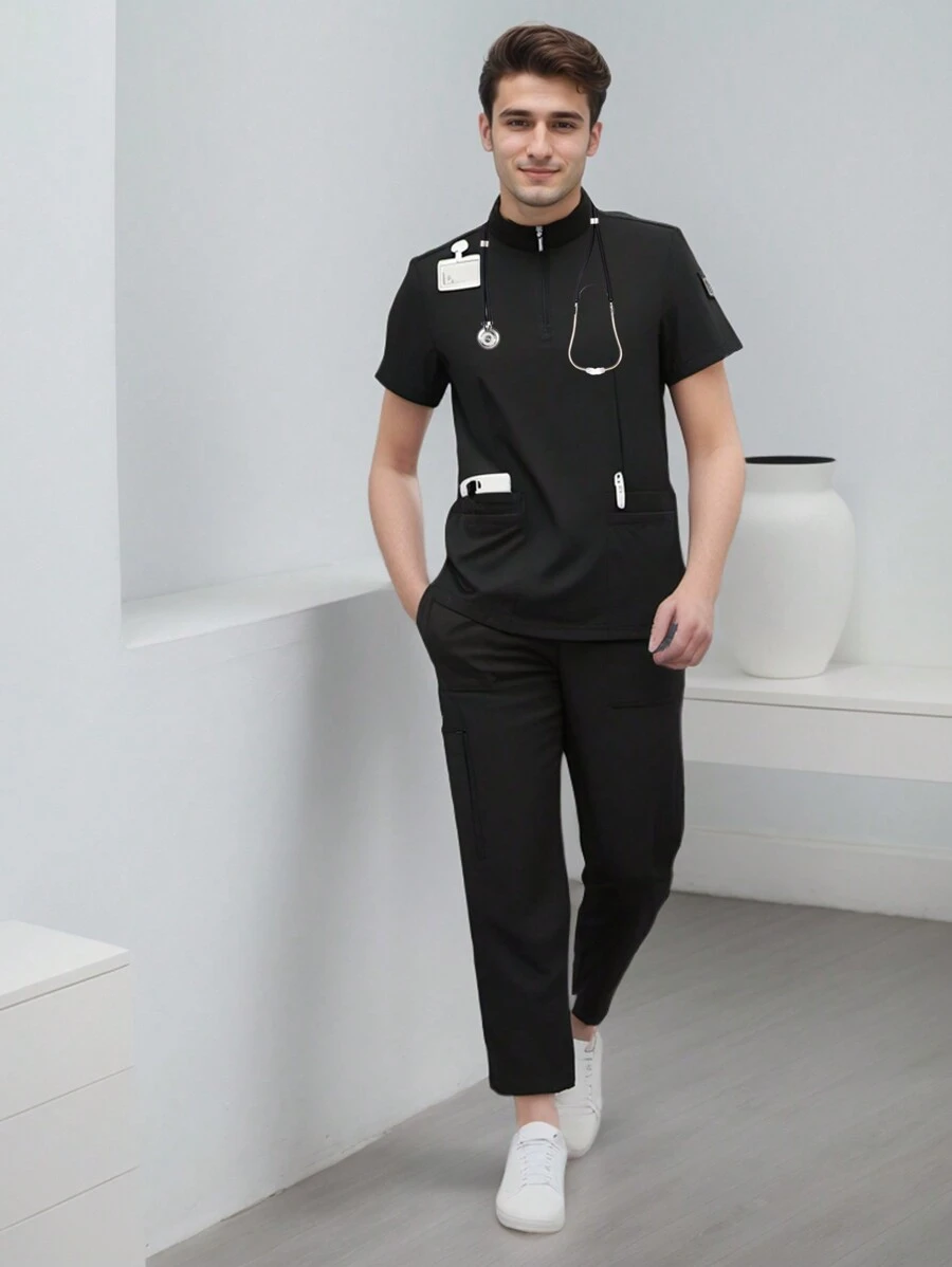 2 Piezas Conjunto de Uniforme Quirúrgico Anti Fluidos Hombre Excelente Calidad ,Pijama Uniforme Antifluidos Hombre Y Conjunto top de manga corta con pantalones