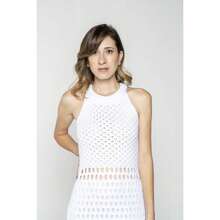 Long Knit Dress With Ribbed Collar And Side Slit - Màu Hồng baby - Xem 5