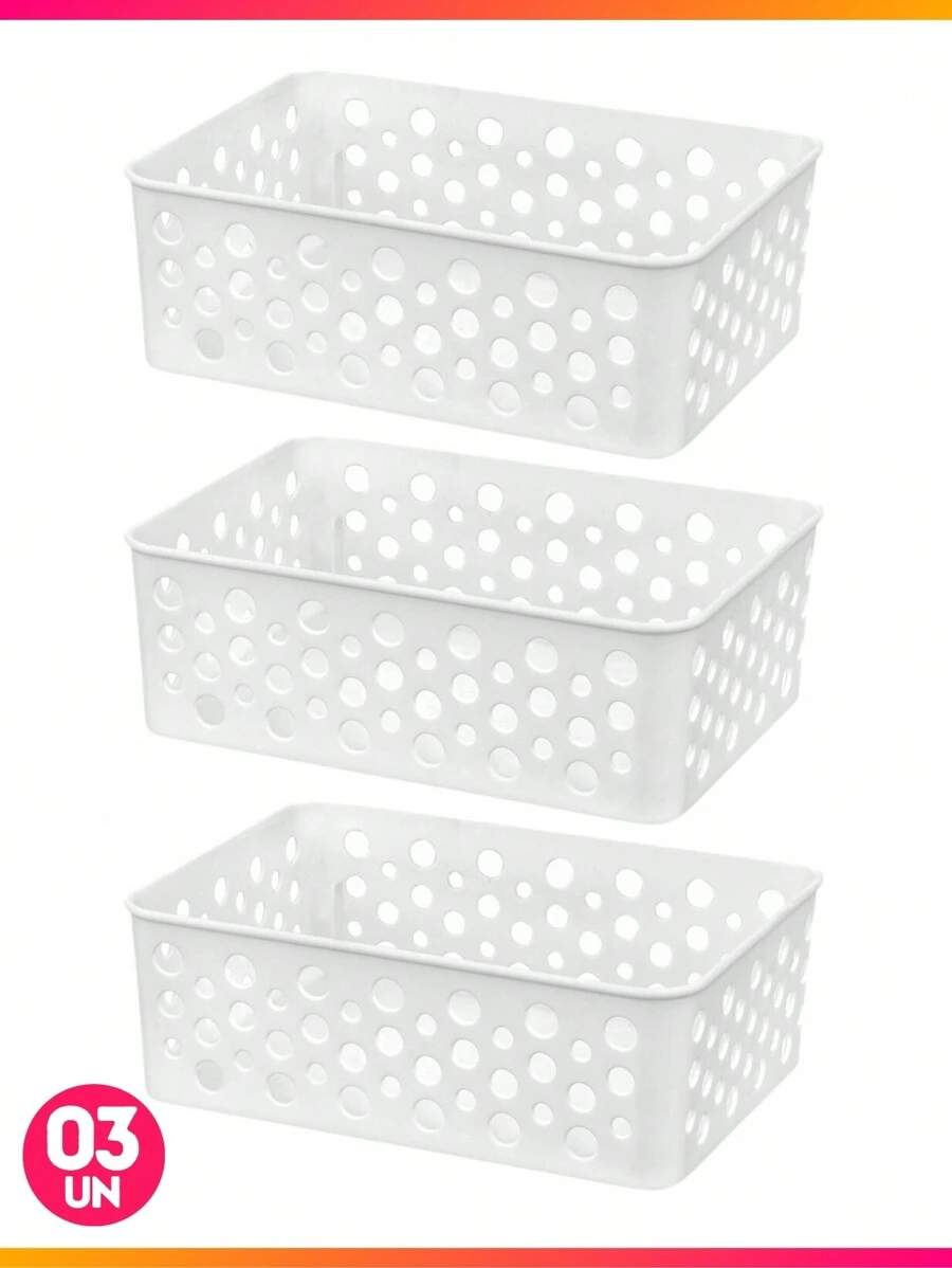 Kit 3 Small Multipurpose Organizer Baskets 19x13x6Cm Colors