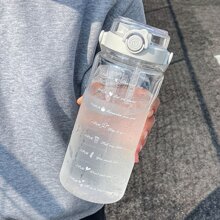 VRIUKNT 大容量運動水瓶，2000毫升，雙飲水口和吸管，便攜式透明塑料飲水瓶，適合男士、女士、學生、夏季