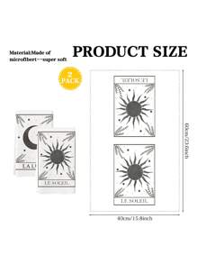 2 Pcs Black And White Sun Moon Stars Kitchen Towels Leaves Dish Towels Cooking Hand Tea Towels 15.7X23.6Inch - Black - View 2