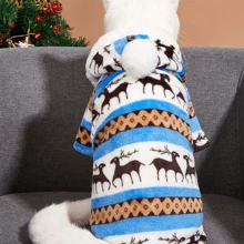 1 件宠物圣诞鹿服装，毛绒连体睡衣，适合狗和猫 - 彩色 - 查看 10