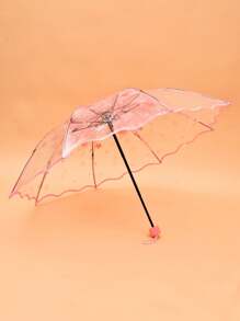 1把8根加厚透明PVC樱花折叠伞，男友情人节爱心图案，夏季降温，沙滩，旅行，春夏必备，伴娘礼物，房间，卧室装饰，沙滩，旅行，男女通用，度假，可爱小物 - 彩色 - 查看 8