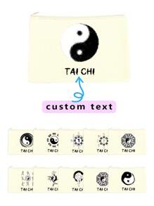 Bộ 1 túi vải canvas Tai Chi Series, bao gồm túi đựng đồ vệ sinh cá nhân, có thể tùy chỉnh bằng văn bản/cụm từ, đơn giản nhưng thời trang, in hai mặt - Nhiều màu - Xem 9