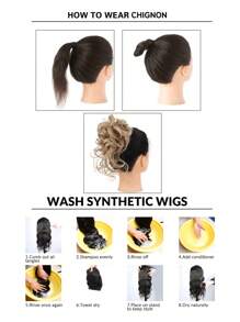 Chignon con fermaglio a pinza in capelli sintetici ricci, resistente al calore, con boccoli naturali, fermagli per extension capelli, colori nero, marrone, biondo, adatto per l'uso quotidiano, 40g 1 pezzo