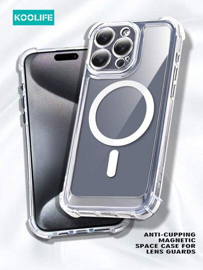 Koolife 1pc Magnetic Adsorption Phone Case With 4-Corner Airbags, Lens Film, Anti-Slip & Anti-Drop Design, Compatible With IPhone 17 ProMax/17/17 Pro/17 Air/16/16 Pro/16 Plus/16 ProMax/12/12 Pro/12 ProMax/13/13 Pro/13 ProMax/14/14 Plus/14 Pro/14 ProMax/15/15 Pro/15 Plus/15 ProMax