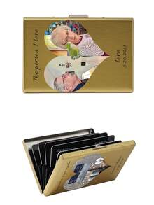 Customized Name/Signature/Photo Couple's Fashionable Ultra-Thin Aluminum Metal RFID Multi-Card Holder, Bank/Credit Card Wallet, Birthday/Valentine's Day/Mother's Day Gift