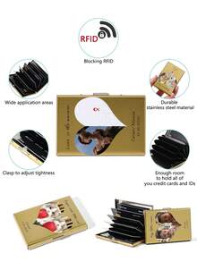 Customized Name/Signature/Photo Couple's Fashionable Ultra-Thin Aluminum Metal RFID Multi-Card Holder, Bank/Credit Card Wallet, Birthday/Valentine's Day/Mother's Day Gift