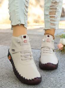 大码冬季新款毛绒保暖女靴休闲雪地靴 - 米色 - 查看 2