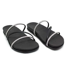 Women's X-Strap Rhinestone Sandal - 黑色 - 查看 1