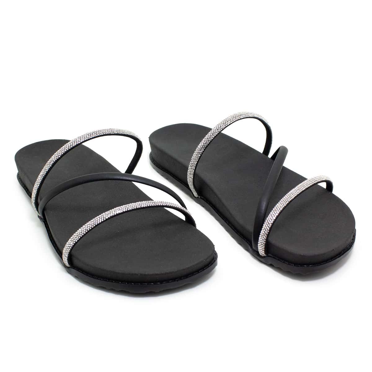 Women's X-Strap Rhinestone Sandal - 黑色 - 查看 1