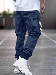 1pc Men's Multi-Pocket Cargo Pants, Loose & Relaxed Fit, Casual Printed Design Suitable For Beach, Daily Wear, Sports & Outdoor, All Season Trousers, Fashionable Streetwear Style, Perfect Gift For Boyfriend/Husband