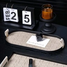 1 pieza Bandeja de almacenamiento lujosa multifuncional, organizador de escritorio de mostrador de baño para cosméticos, fragancias, habitación de hotel - marrón, beige, rectangular, ovalado, cuadrado - Multicolor - Ver 11